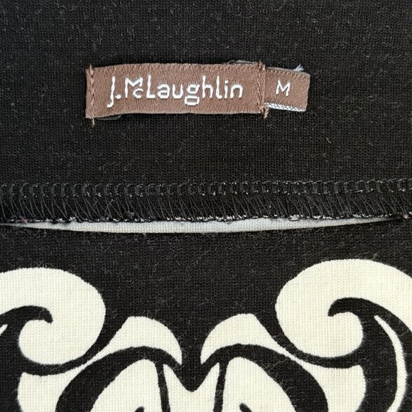 J. Mclaughlin Black Bainbridge Fabric Black 3/4" Floral‎ Vines Print Shirt Med - Picture 6 of 10